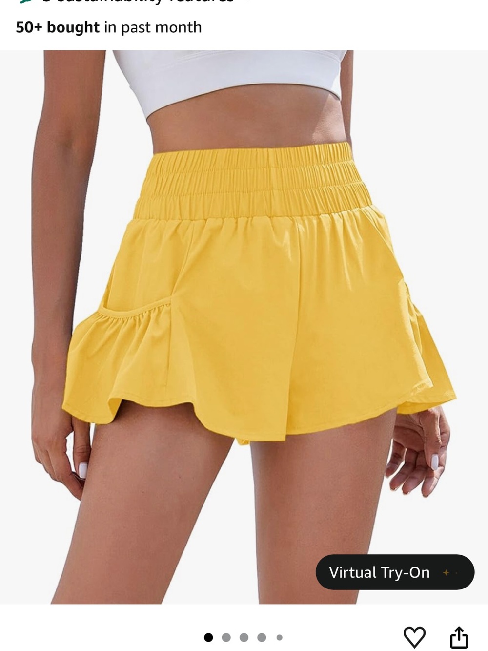 High-Waist Yellow Athletic Shorts with Side Pockets